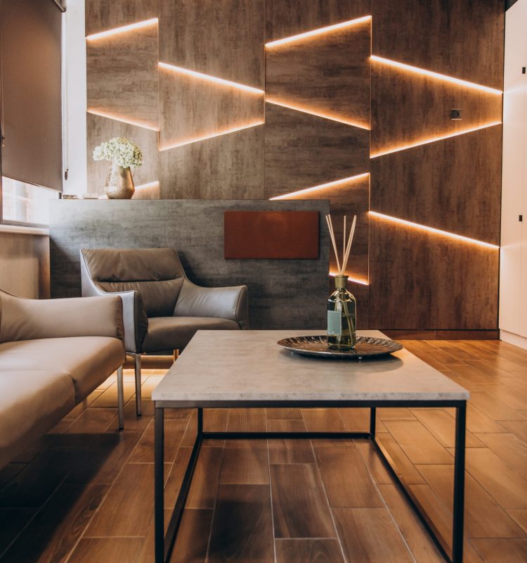 Empty flat interrior with elements of decoration